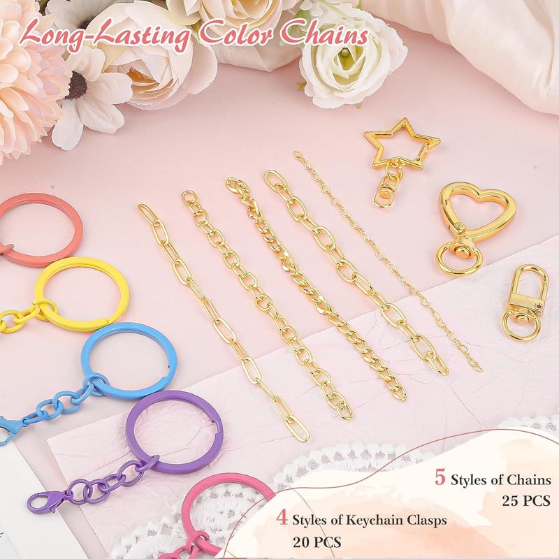 Ecoofor Keychain Making Kit 354 Pcs — Bag Charm Kit with 136 Charms, 25 Extender Chains, 20 Keychain Clips, Beading Accessories ＆ Jewelry Pliers — DIY Crafting and Jewelry Making for Adults - Image 2
